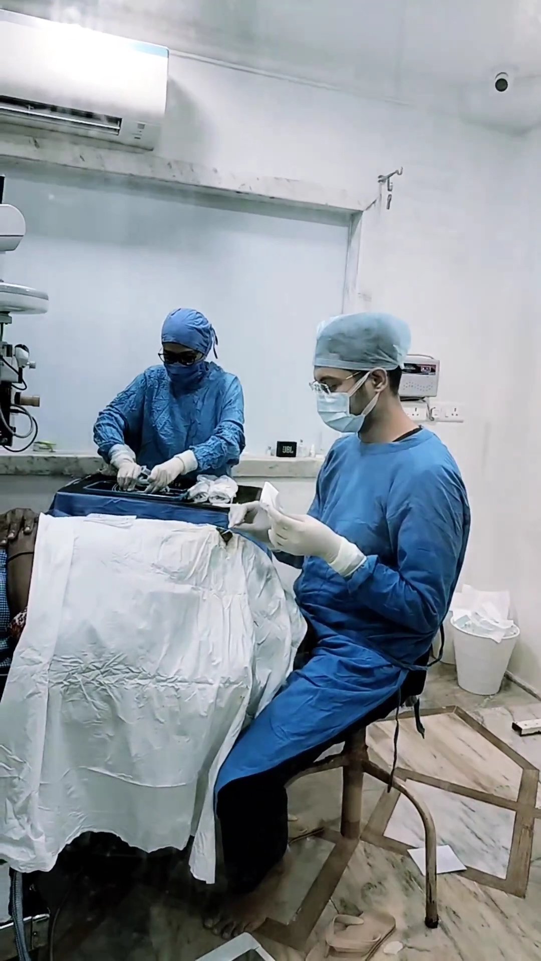 Operation theatre preparation at Abhijit Eye Clinic